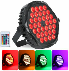 Светомузыка / Super Slim LED Par 36RGB IR 3в1+пульт / бюджетный и яркий многофункциональный светодиодный прожектор