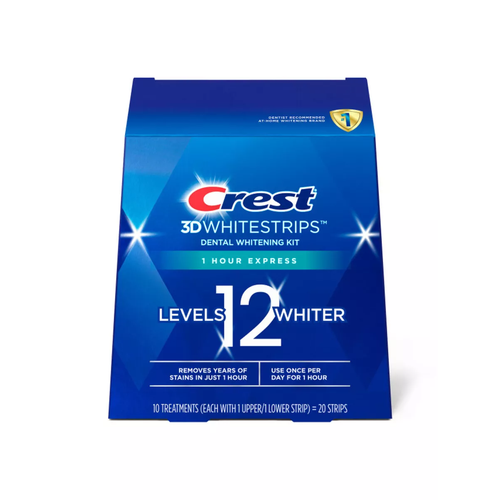 Crest отбеливающие полоски 3D Whitestrips 1 Hour Express New 12 тонов (20шт) 6 шт стоматологическая ортодонтическая черная фоновая пластина сравнительная пластина фото изображения с весом для отбеливания зубов кон