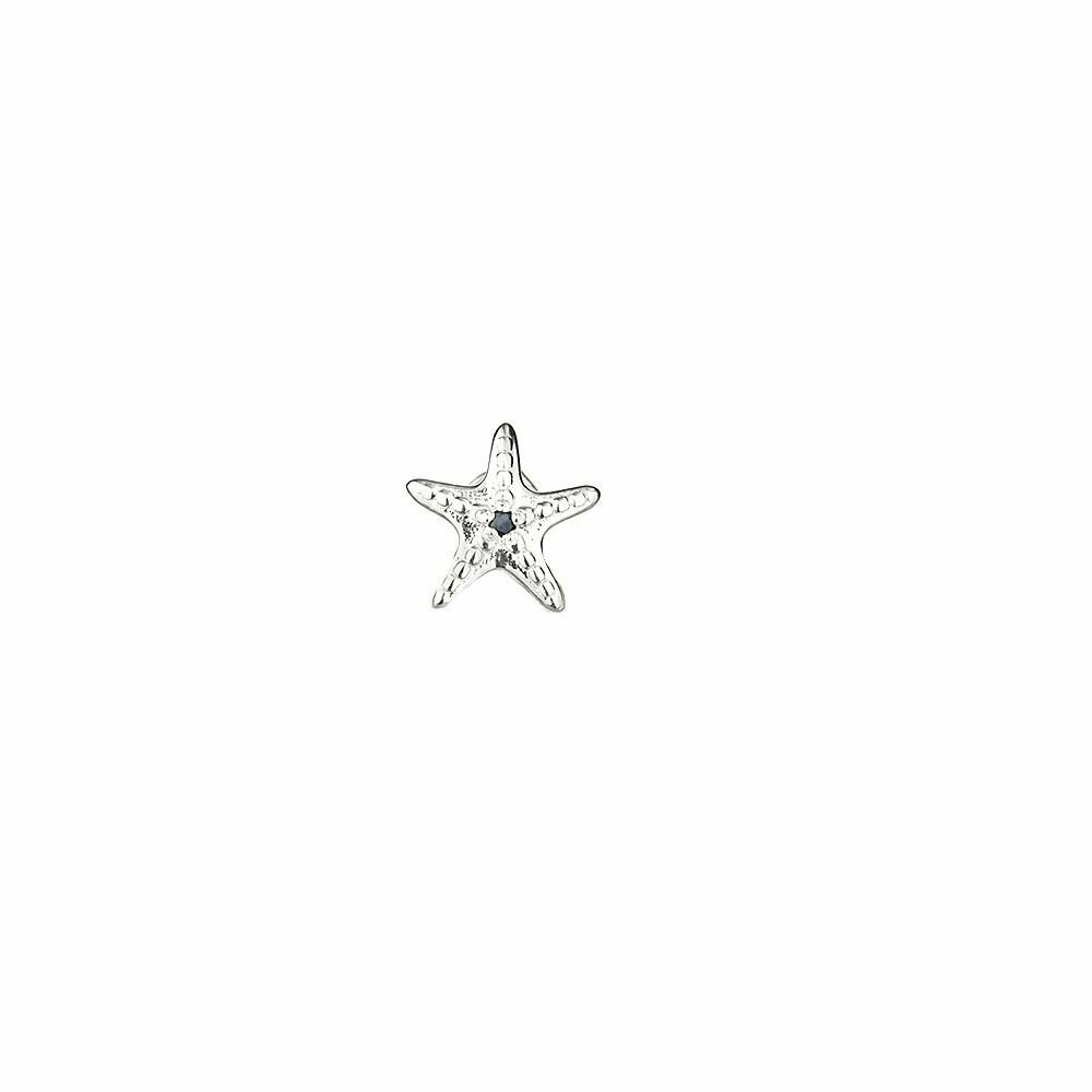 Серьги пусеты CORDE Серебряная серьга-пусета оригами морская звезда с натуральным сапфиром, серебро, 925 проба, родирование, сапфир