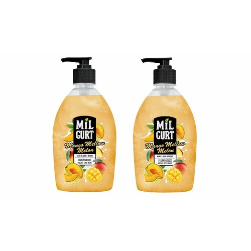 MILGURT Крем-мыло жидкое Манго и Дыня в йогурте, 500 гр, 2 штуки