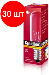 Комплект 30 штук, Лампа накаливания Camelion MIC 40/T25/CL/E14 40Вт Е14 для вытяжек (12984)