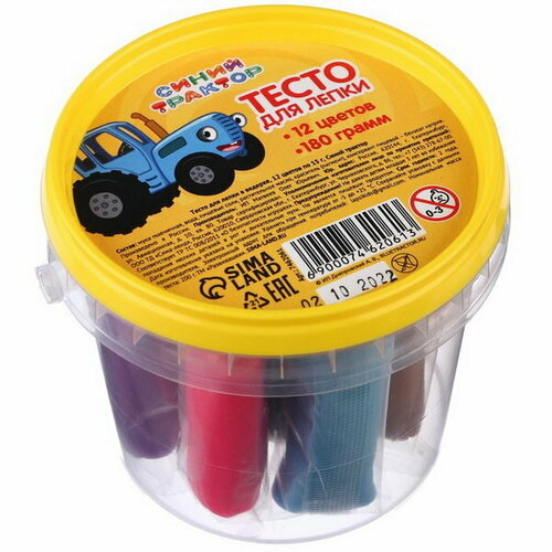 фото Тесто для лепки, 12 цвета по 15 гр синий трактор