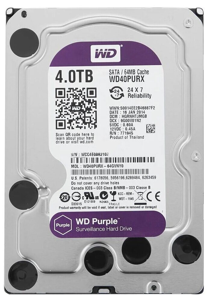 Внутренний Жесткий диск Western Digital 40PURX 4TB