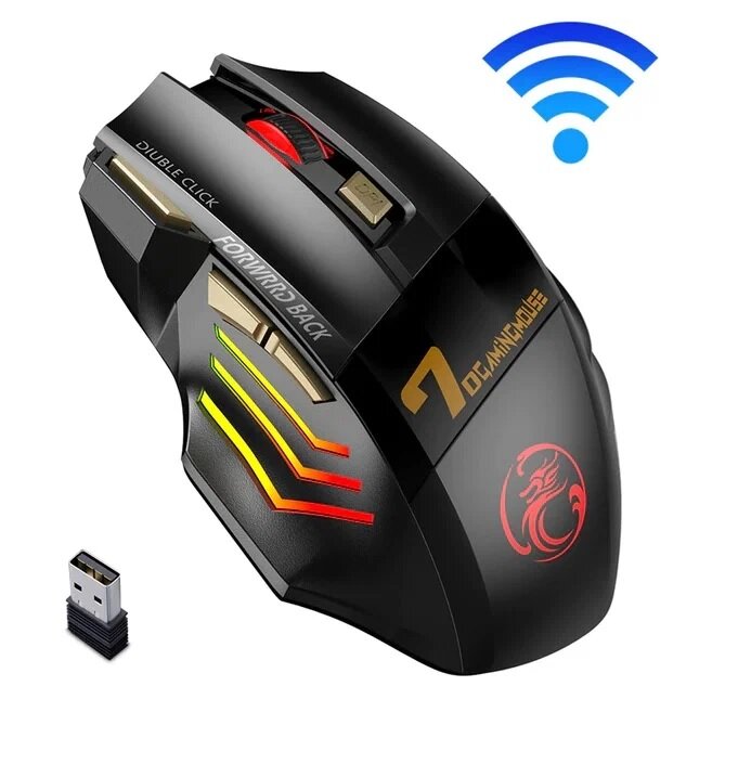 Игровая мышь беспроводная GW X7 NB 3200DPI  RGB бесшумный клик 2.4g цвет Черный.