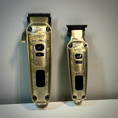 Набор Машинка для стрижки Триммер для бороды 2 в 1 Беспроводной Металлический корпус 470000₽