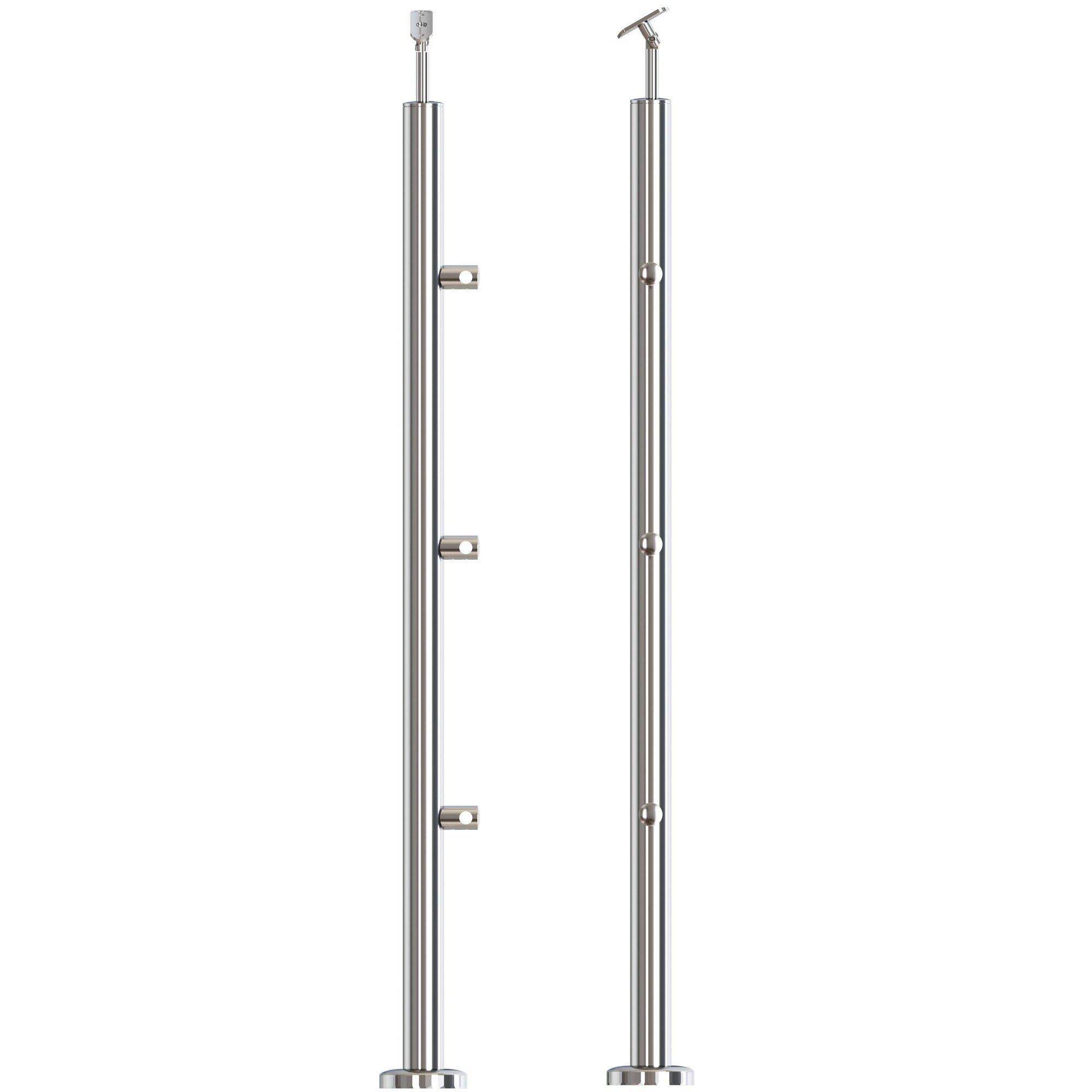 фото Стойка балясина лестничного ограждения INEX из нержавеющей стали AISI201 для помещения, на 3 ригиля