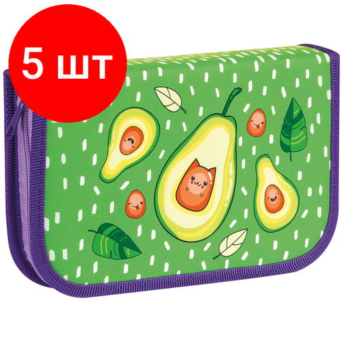 Комплект 5 шт, Пенал 1 отделение, 210*130 ArtSpace Avocado, две откидные секции, ткань комплект 9 шт пенал 1 отделение 210 130 artspace fairy tale две откидные секции ткань