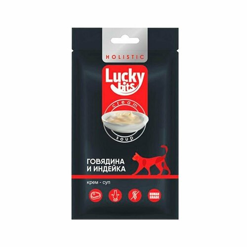 Лакомство для кошек Lucky bits крем-суп из филе говядины и индейки, 5х20 г