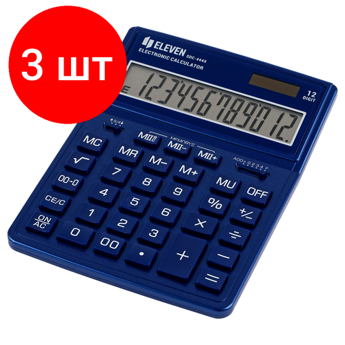 калькулятор настольный eleven sdc 444x pk 12 разрядов двойное питание 155×204×33мм розовый Комплект 3 шт, Калькулятор настольный Eleven SDC-444X-NV, 12 разрядов, двойное питание, 155*204*33мм, темно-синий