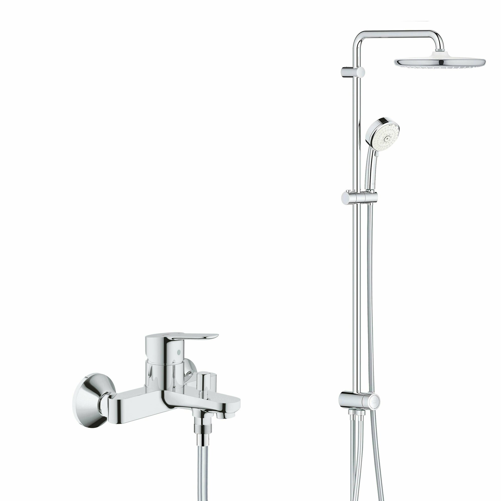 Душевая система с тропическим душем и смесителем для ванны Grohe BauEdge Tempesta New Cosmopolitan 90, хром