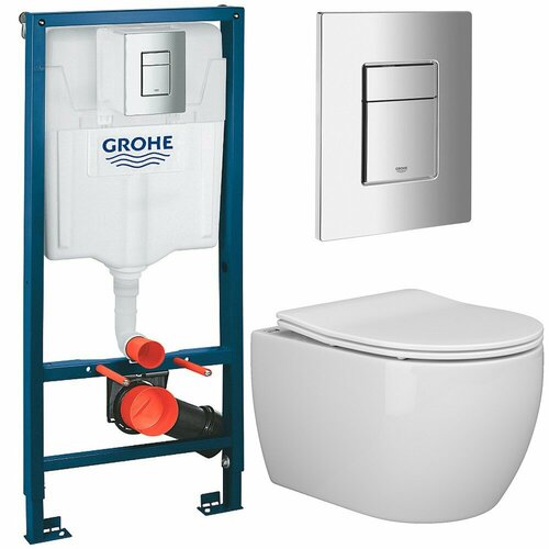 Инсталляция Grohe Solido 38811000 + унитаз Ceramica Nova Play CN3001 безободковый с сиденьем комплект унитаз подвесной ceramica nova play cn3001 безободковый инсталляция grohe rapid sl 38775001 4 в 1