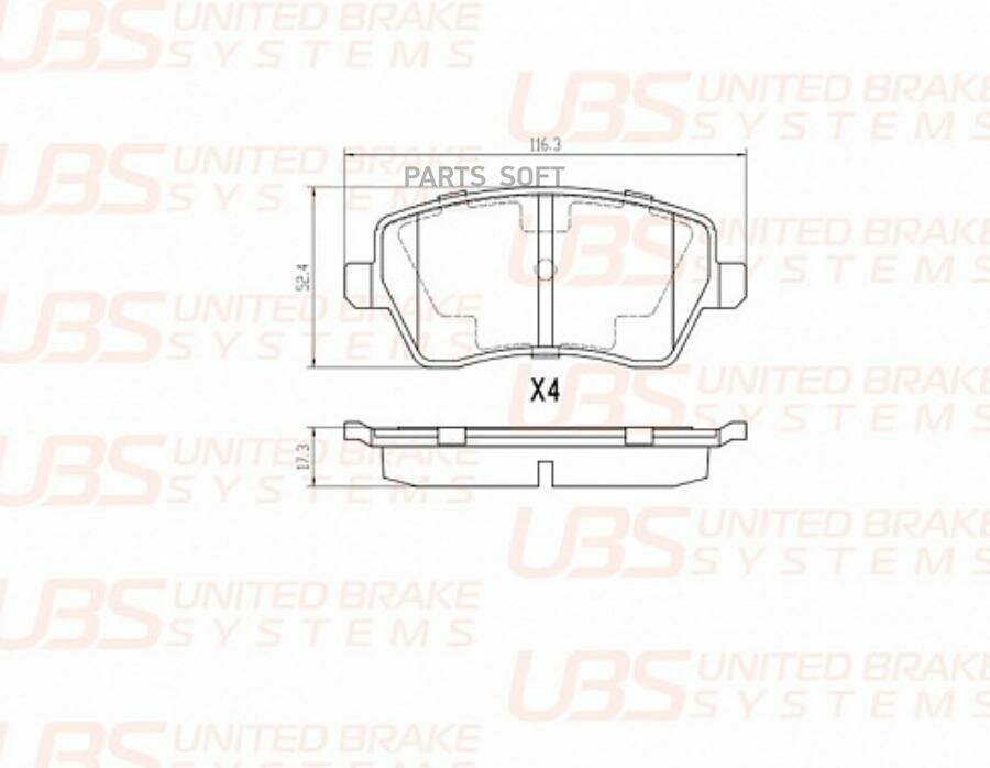 UBS BP1105007 Премиум тормозные колодки LADA VESTA / LARGUS без ABS/NISS ALMERA IV 12-/TERRANO III 14-(-ESP)/RNLT