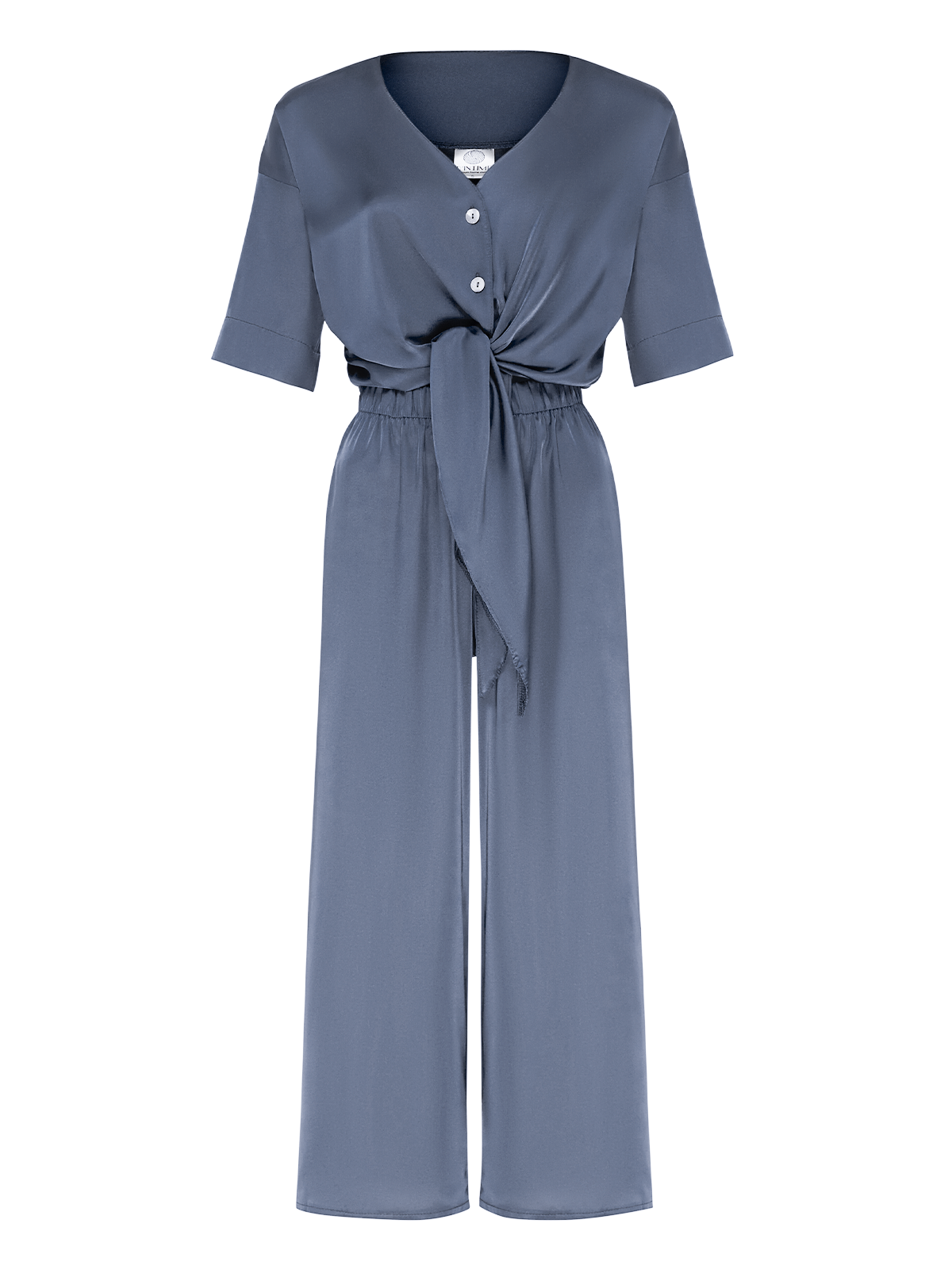 Пижама, костюм домашний DINTIME шёлковый, XL-размер, графит - фотография № 3