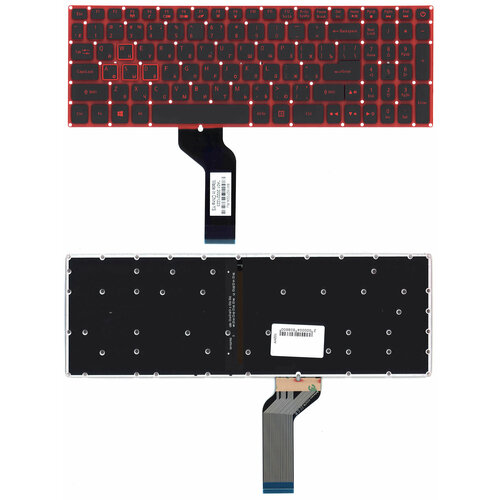nki15130ft клавиатура для ноутбука acer nitro 5 an515 an515 51 an515 52 an515 53 черная с красной подсветкой Клавиатура для ноутбука Acer Nitro 5 AN515-51 черная с красной подсветкой (стрелки без рамки)