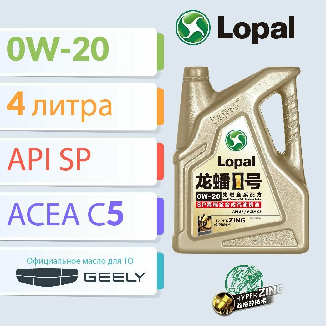 0W-20 4L Lopal 1 Advanced Fully Synthetic Series Sp Масло Моторное GEELY арт. LP0W20AFS4L