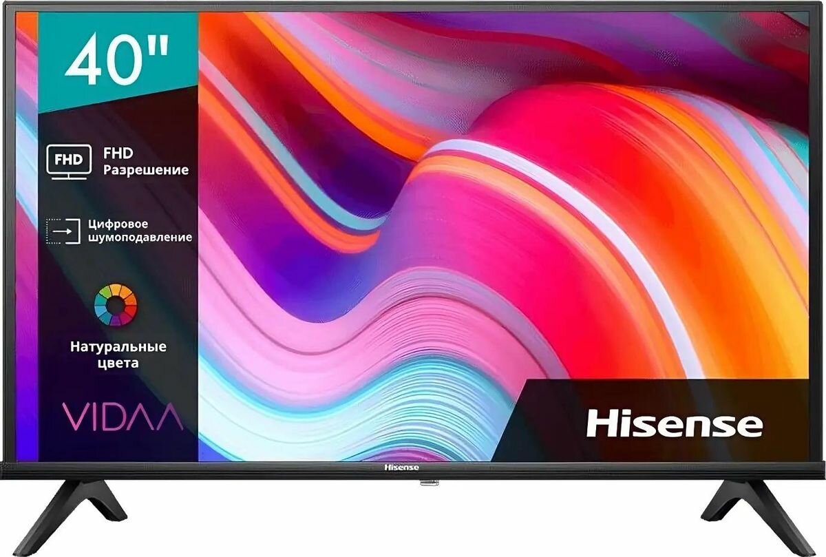 40" Телевизор Hisense 40A4K DLED FULL HD черный смарт ТВ VIDAA
