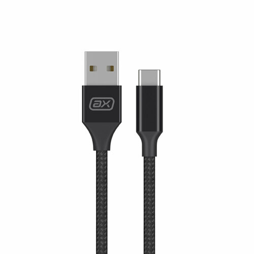 Дата-кабель USB-A - Type-C, 2A, 1 м, черный, нейлон, ахха, ахха 7264