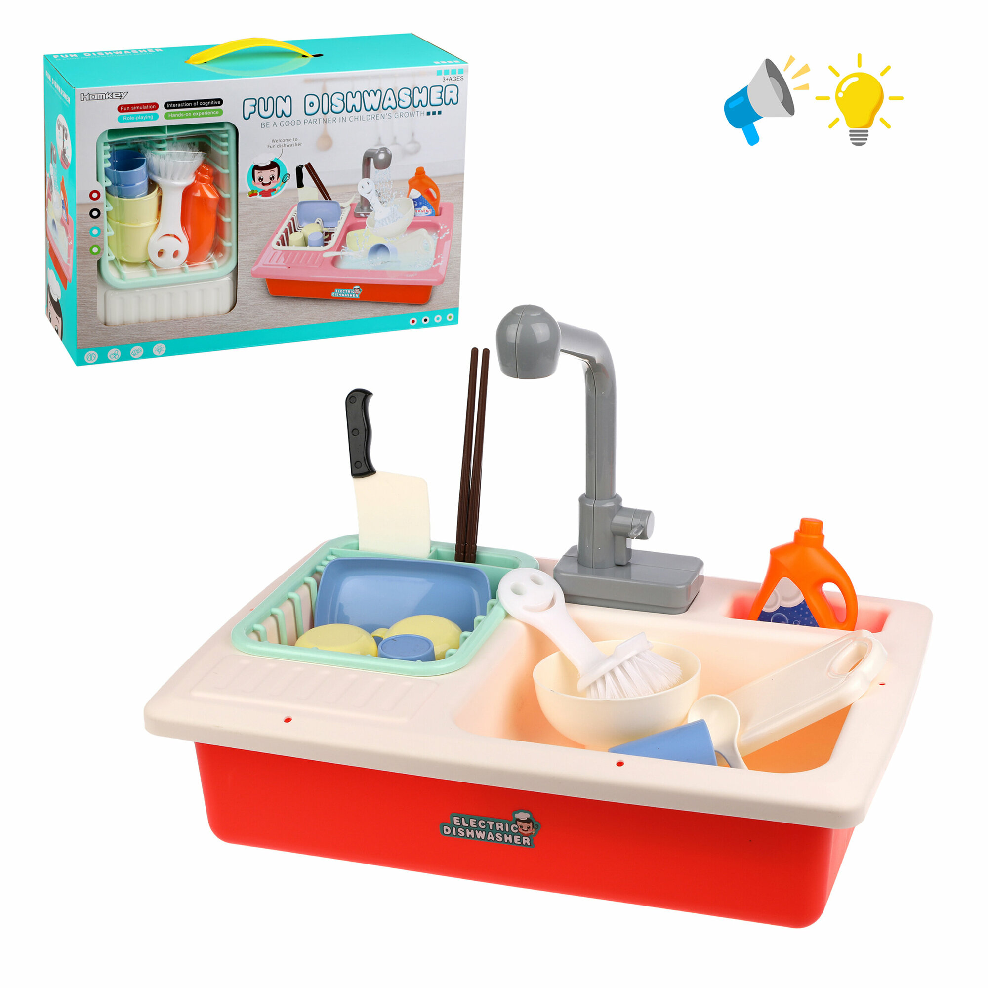 фото Игровой набор Бытовая техника, в комплекте Мойка, предметов 17 шт, свет, звук, эл. пит. ААх2шт не вход. в комп, кор.