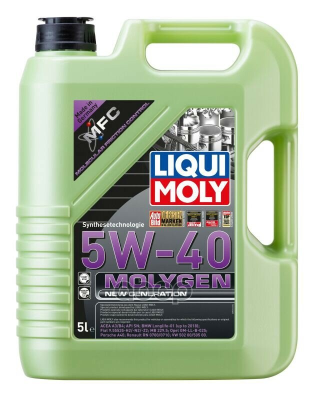 LIQUI MOLY Liquimoly 5W40 Molygen New Generation (5L)_Масло Моторное! Синт Api Sn/Cf, Acea A3/B4