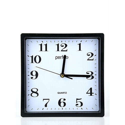 Настенные часы Perfeo "PF-WC-005", квадратные, 22 x 22 см, черные черный