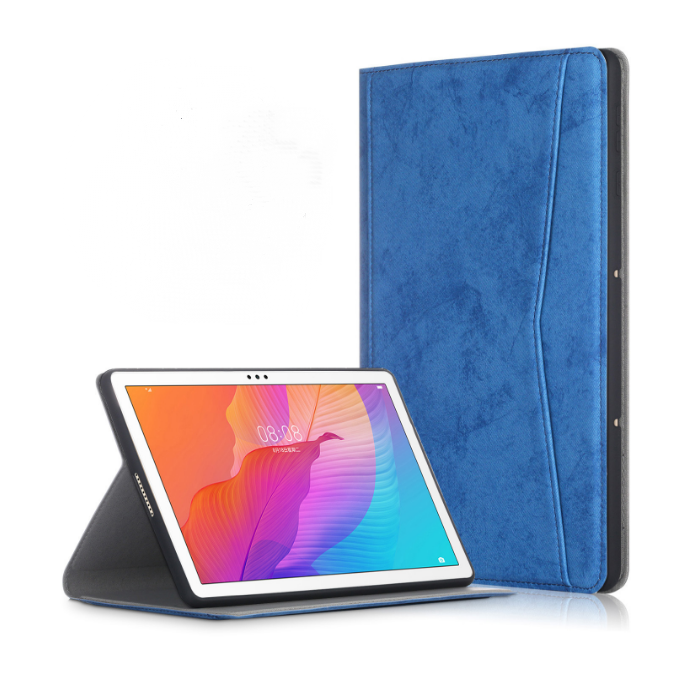 Фирменный премиальный чехол бизнес класса Samsung Galaxy Tab A 10.1 SM-T510 синий водоотталкивающий MyPads