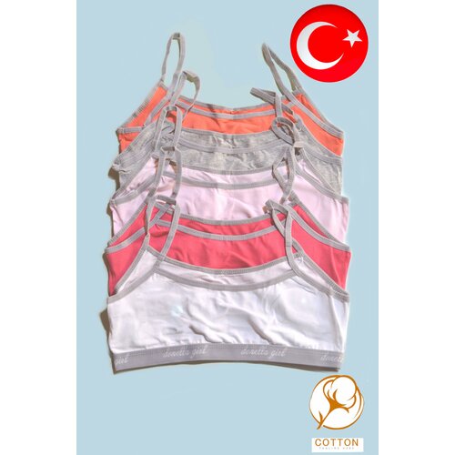 фото Топ donella, комплект из 5 шт., размер 158-164, коралловый, белый