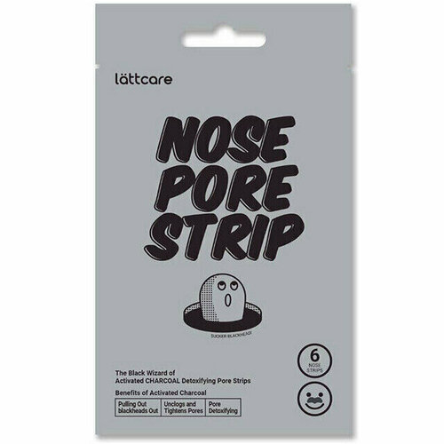 Полоски для носа очищающие с черным углем Lattcare Nose Pore Strip Charcoal, 6 шт