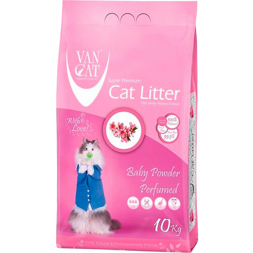 VAN CAT BABY POWDER наполнитель комкующийся для туалета кошек с ароматом детской присыпки (10 кг) cat s white baby powder наполнитель комкующийся для туалета кошек с ароматом детской присыпки 10 10 л