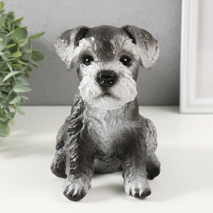 фото Копилка "Щеночек Миттель" высота 17 см, ширина 11,5 см, длина 16,5 см серо-черный 10121247