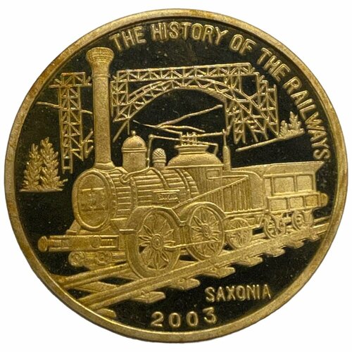 Северная Корея 20 вон 2003 г. (История железных дорог - Saxonia) (Proof) 2003 монета северная корея 2003 год 2 воны че по футболу австрия швейцария 2008 цветная серебро