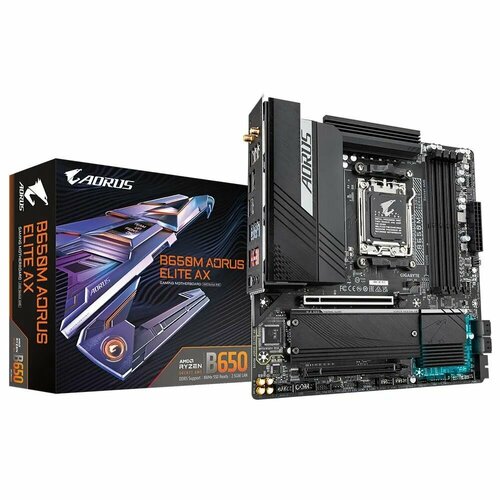 Материнская плата GIGABYTE B650M AORUS ELITE AX (AM5, AMD B650, 192 Гб, PCIE 4.0), B650M AORUS ELITE AX