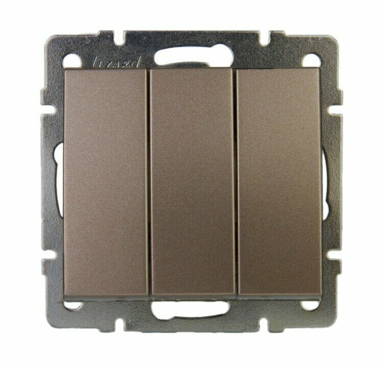 фото Выключатель 3-клав. (мех-м с накл.) скрытой установки бронза матов. RAIN LEZARD