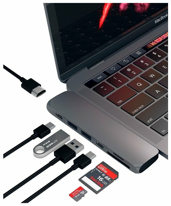 USB-концентратор Satechi Type-C Pass-Through USB Hub with USB-C Charging Port (ST-TCUP) разъемов: 3