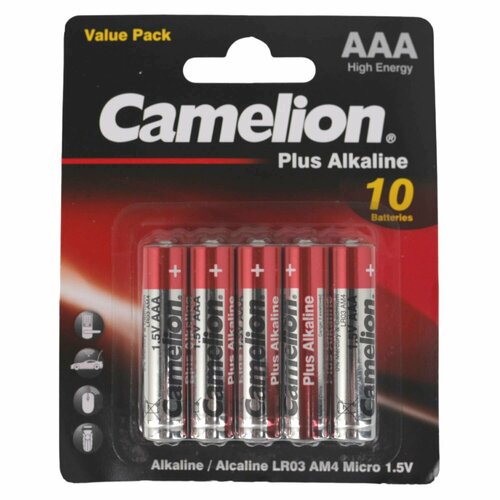 Элемент питания Camelion Plus Alkaline, LR03, 10 шт