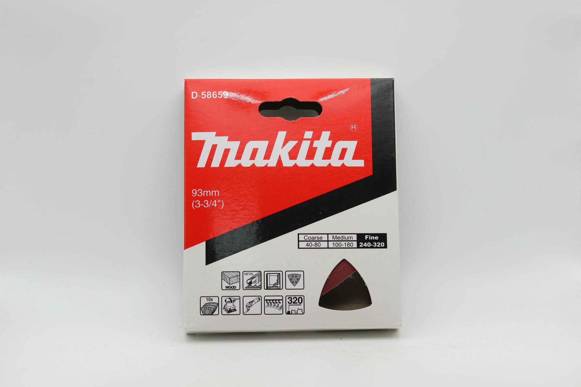 Бумага шлифовальная треугольная Makita на липучке 94мм A320 10шт D-58659 - фото №3