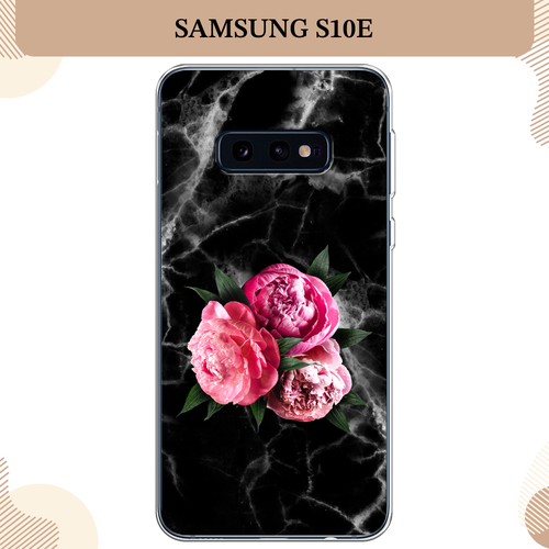 Силиконовый чехол Букет на черном мраморе на Samsung Galaxy S10E / Самсунг Галакси S10E силиконовый чехол на samsung galaxy s10e самсунг галакси s10e белая корона на черном фоне