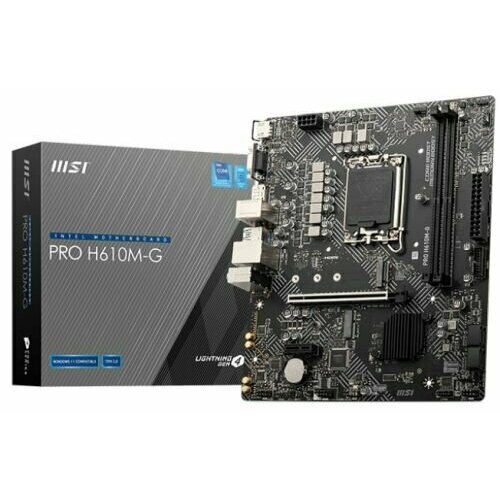 Материнская плата mATX MSI PRO H610M-G (LGA1700, H610, 2*DDR5, 4*SATA 6G, M.2, 7.1Ch, 2*PCIE, Glan, 2*USB 3.2, 4*USB 2.0, VGA, HDMI, DP) материнская плата mini itx asus p12r i lga1200 c252 2 ddr4 3200 6 sata 6g m 2 pcie 2 glan mlan 4 usb 3 2 vga