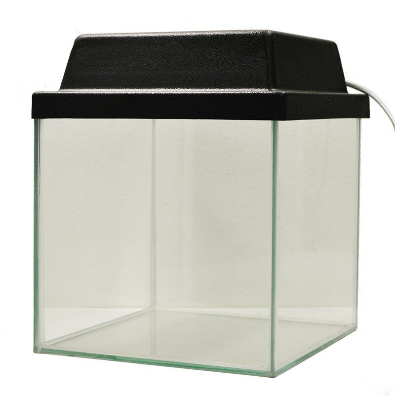 Аквариум Куб с Крышкой на 15 литров. Черная с патроном (Е14)