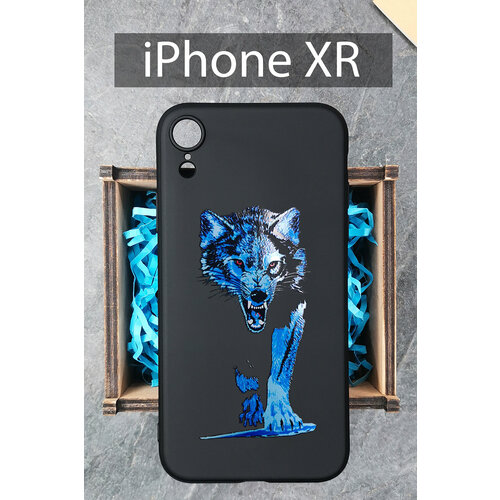 Силиконовый чехол Синий волк для iPhone XR / Айфон XR