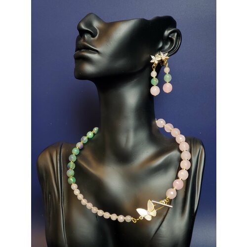 Серьги с подвесками , флюорит, циркон, кварц, золотой, бирюзовый