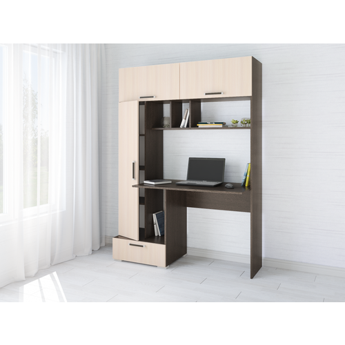 Стол компьютерный Квартет-11 (1850*1316*600), Венге, Дуб молочный