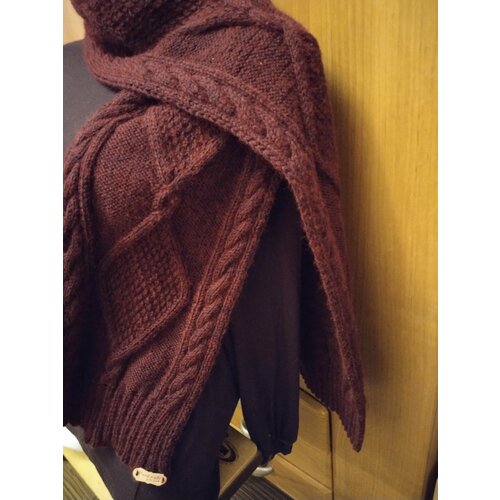 фото Шарф ,216х21 см, универсальный, бордовый нет бренда