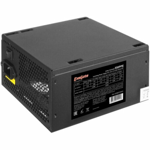 Блок питания Exegate EX282072RUS 550W ExeGate 550PPE, ATX, black, APFC, 12cm, 24p+(4+4)p PCI-E, 3*IDE, 5*SATA, FDD