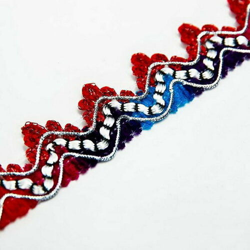 Тесьма многоцветная Уголки, ширина 2.3 см, в упаковке 25 м
