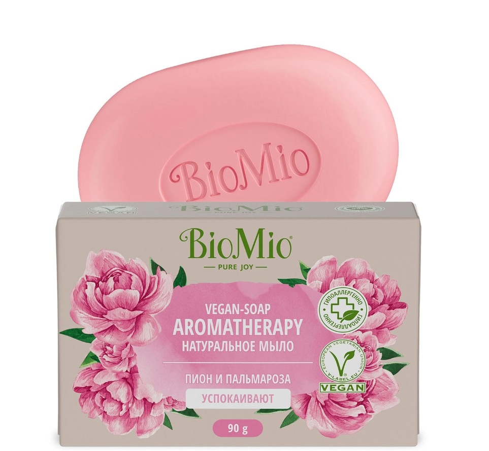 BioMio Vegan-Soap Натуральное мыло Пион и Пальмароза 90 гр