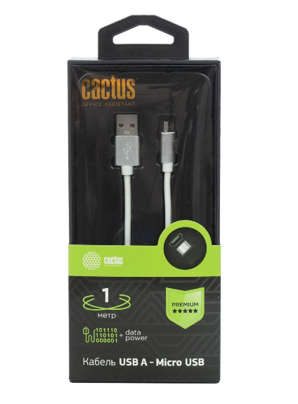 Cactus CS-USB. A. USB. MICRO-1 Кабель USB Type-C (m)-micro USB (m) 1м белый блистер