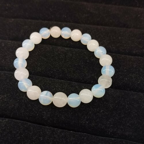 фото Браслет, лунный камень, кварц, размер 18 см, диаметр 5.5 см, бесцветный, белый уральские камни