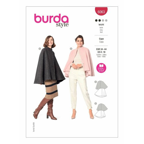 Выкройка BURDA №6063 Накидка выкройка burda 9340 накидка пончо