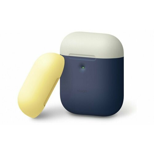 Силиконовый чехол Elago A2 Duo Case для AirPods 2 Wireless, цвет Синий с Белой и Желтой крышками (EAP2DO-JIN-CWHYE)