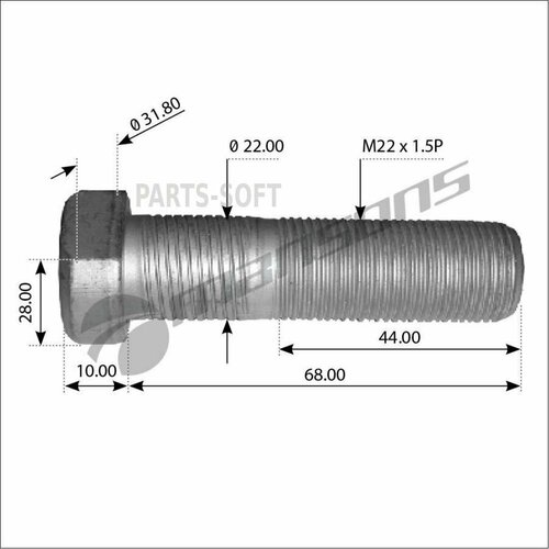 MANSONS 790171 790171_шпилька ступицы колеса! перед./задн. M22x1.5x78/68\ MB